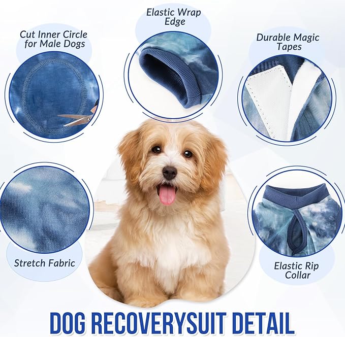 Lukovee Recovery Suit for Dogs, Onesie Surgery Recovery Suit for Female Male Dogs, Abdominal Wounds Cone E-Collar Alternative Prevent Licking Spay Recovery Suit (T-Blue,XXL)