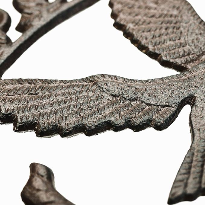 Sungmor Cast Iron Plant Hanger Wall Hooks, Heavy Duty Hanging Basket Brackets, Hummingbird Shape & 10.4 inch & 2PC Brown, Decorative Wall Hangers for Planters Lanterns Bird Feeders Houses Wind Chimes