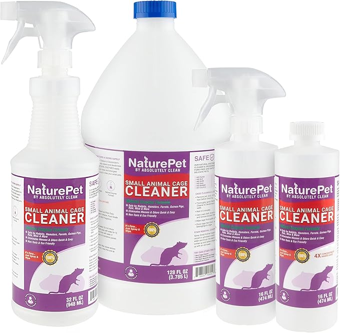 Amazing Small Animal Cage Cleaner, Just Spray/Wipe, Easily Removes Messes & Odors - Hamster Cages, Mice, Rat Cage, Guinea Pig Cage, Rabbit Cage, Ferret Cage, Dog Cage - USA Made (16oz Spray Bottle)