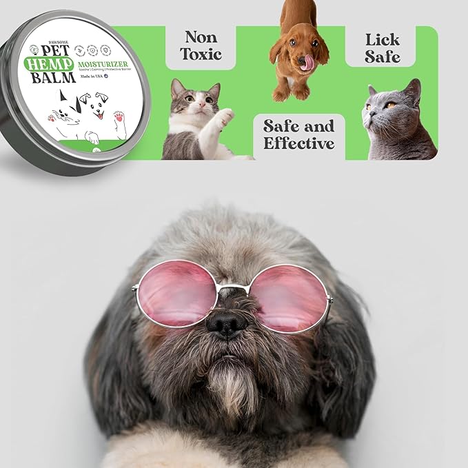 Pet Hemp Balm for Dogs & Cats – Soothes Dry, Cracked Paws & Noses – Natural Paw & Nose Moisturizer with Healing Ingredients – Organic Dog Paw Pad Protector for Extreme Weather – Lick Safe