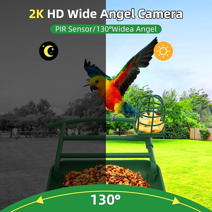 Smart Bird Feeder with Camera Solar Powered,AI Species Identify,2K HD Auto Capture Video,Instant Arrival Alerts,2L Large Capacity,IP65 Waterproof,Hummingbird Feeders for Outdoors,Gift for BirdLovers