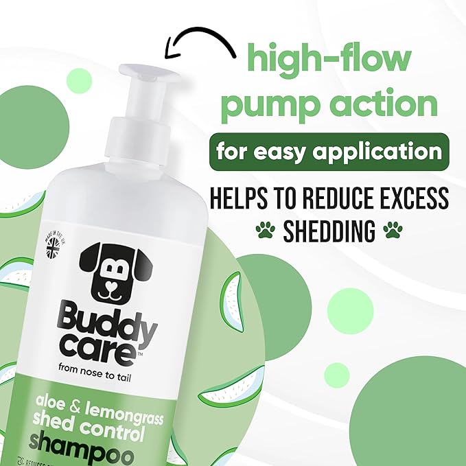 Shed Control Dog Shampoo by Buddycare | Aloe & Lemongrass Scented | with Aloe Vera and Pro Vitamin B5 (33.8oz)