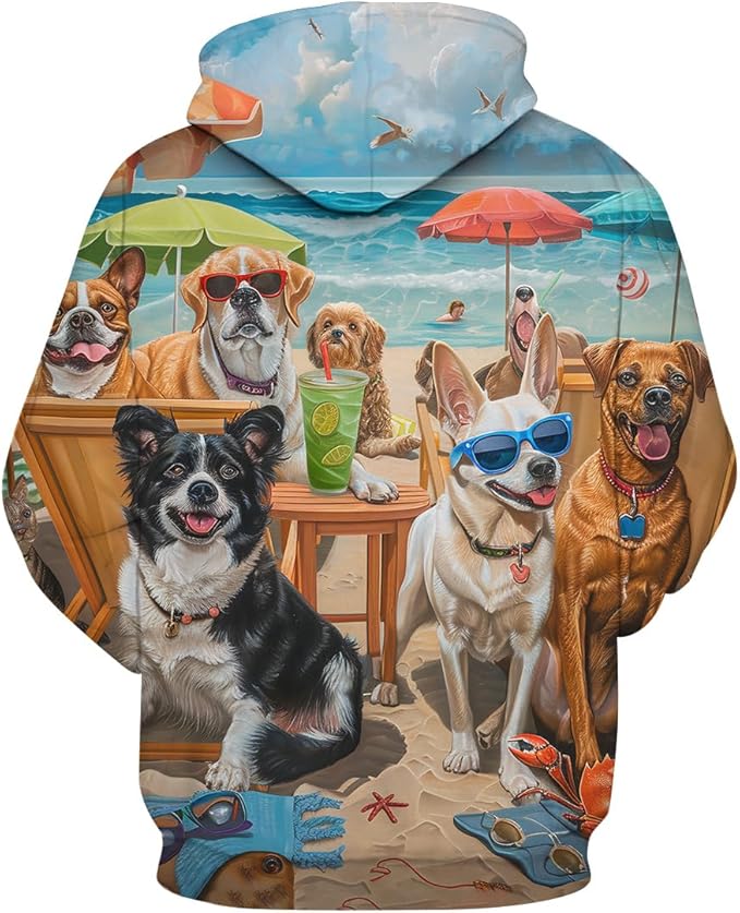 Unisex Adults 3D Dog Cat Printed Hoodies for Men Women Pullover Novelty Sweatshirts with Pockets