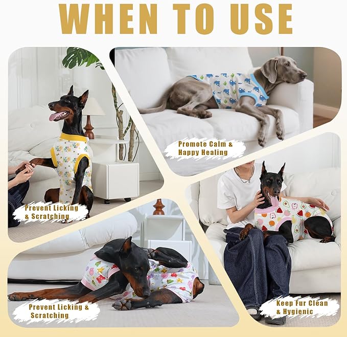 Recovery Suit for Dogs After Surgery, Professional Dog Surgical Suit for Female Spay, Male Neuter, E-Collar & Cone Alternative Dog Onesie for Abdominal Wounds Skin Disease, Yellow, XS