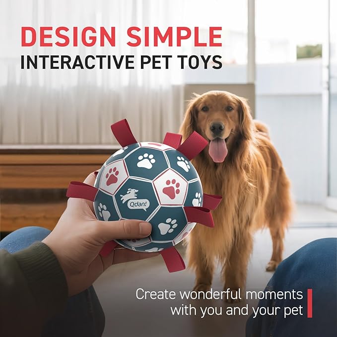 QDAN Premium Dog Balls Toys, Pet Training Soccer Ball with Straps, Puppy Birthday Gifts, Dog Water Toy, Durable Herding Balls for Small Medium Dogs, Pet Toys Puppy Ball (6 Inch)
