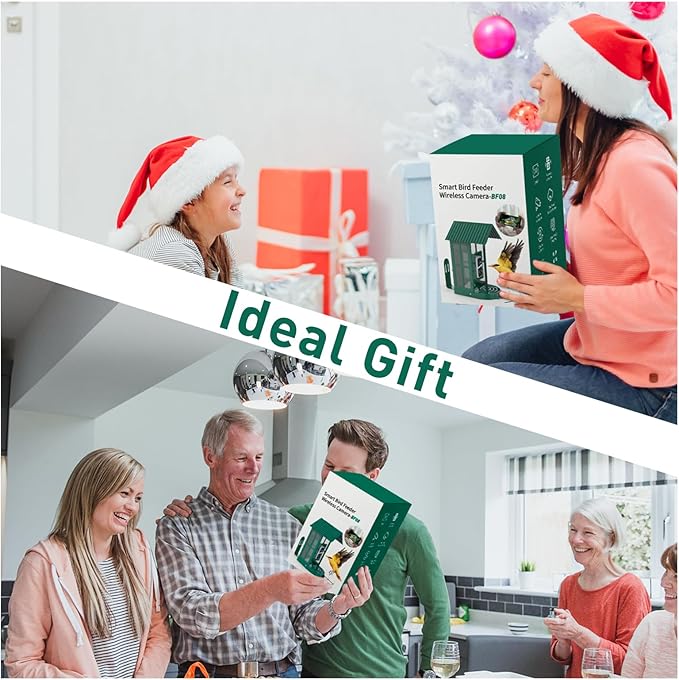 SOLIOM Solar Bird Feeder with Camera for Outdoors - Durable Metal AI Smart Birdhouse, 2K Live View & Instant Alerts, Squirrel Proof - Ideal Bird Watching Gift (Red)