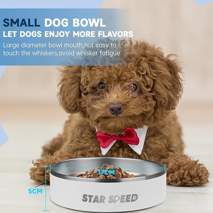 StarSpeed 24oz Stainless Steel Dog Bowls with Rubber Bottom Non-Slip Double Wall Metal Outdoor Dog Food and Water Bowls Weighted Insulated Pet Feeding Bowl for Small,Medium Sized Dogs or Cats