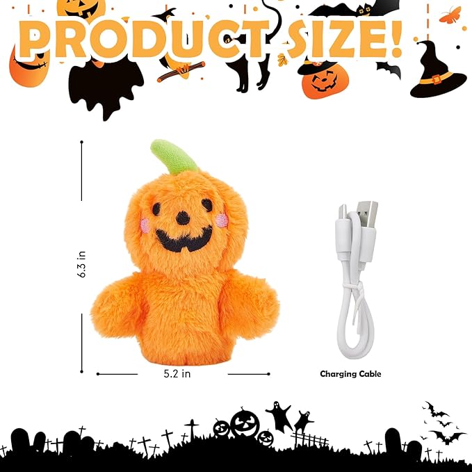 Halloween Catnip Toys, Flapping Pumpkin Catnip Toy, Interactive Kitten Exercise Toys for All Cat Breeds Play Alone, Never Boredom