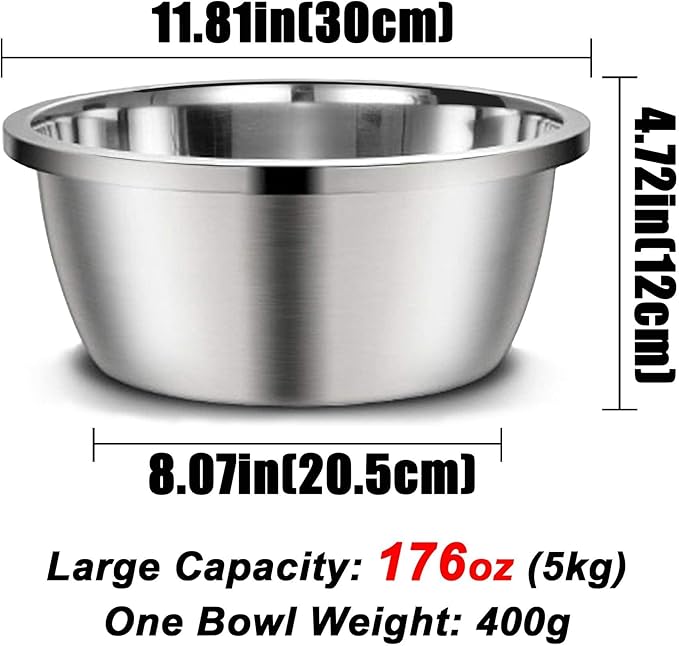 Stainless Steel Large Dog Bowl Set of 2, with 176 oz (24cup) High Capacity Metal Dog Food Bowls,Desirable Water and Food Bowls for Large, X-Large, and Giant Dogs,Heavy Duty, BPA-Free