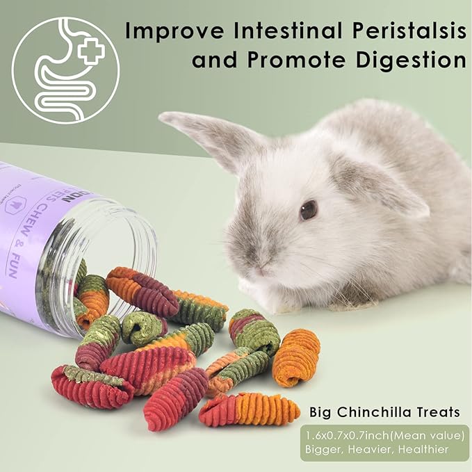 ERKOON Chinchilla Treats, Timothy Grass Chew Toys for Teeth for Rabbit Guinea Pig Gerbil Rat Dwarf Hamster (Treats)
