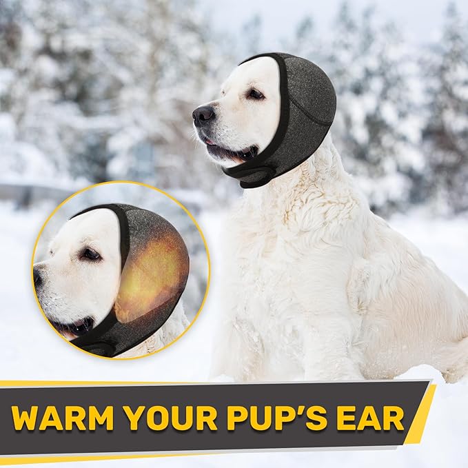 Dog Ear Muffs Noise Protection, No Flap Ear Wraps Cover for Dogs Bath Grooming, Adjustable Dog Calming Hoodie Hematoma Anxiety Firework Thunder,Waterproof Dogs Shower Cap Drying Swimming Bathing (LG)