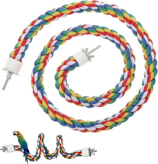 iplusmile Bird Rope Perch Swing & Climbing Toy - 40-Inch Extra Long Soft Spiral Colorful Cotton Rope for Parrots Cockatiels Parakeets Budgie Cage Accessories