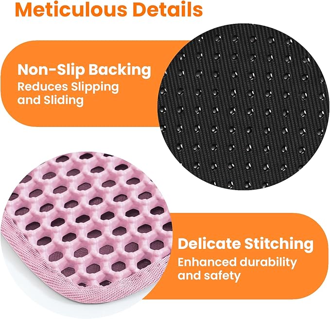 Jumbo Cat Litter Mat, 46x26 Inches Double Layer Honeycomb Litter Trapping Mat, Non Slip Waterproof Urine Proof Extra Large Cat Litter Box Mat, Kitten Supplies and Essentials, XXL, Pink
