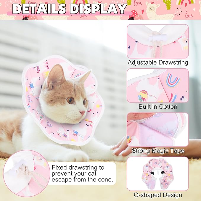 KOOLTAIL Cat Cone Collar, Adjustable Soft Comfortable Cat Recovery Collar to Stop Licking, Foldable Donut Water Resistant Pet Cone for Small Large Cats Kittens After Surgery Alpaca S