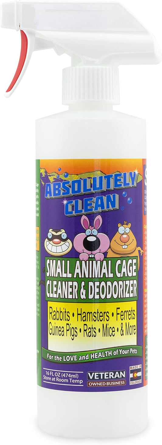 Amazing Small Animal Cage Cleaner, Just Spray/Wipe, Easily Removes Messes & Odors - Hamster Cages, Mice, Rat Cage, Guinea Pig Cage, Rabbit Cage, Ferret Cage, Dog Cage - USA Made