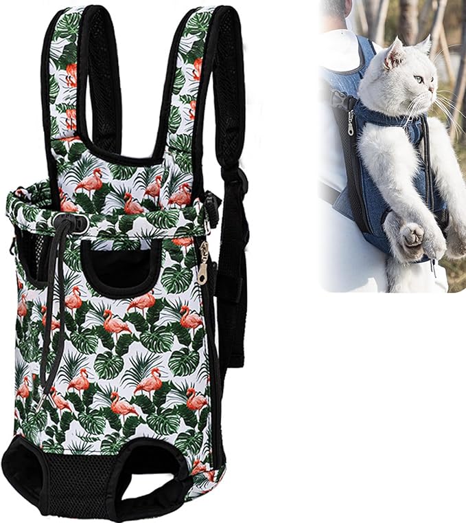 Portable Pet Carrier Backpack, Adjustable Pet Front Cat Dog Carrier Backpack Travel Bag for Small Medium Dogs Cats Puppies, Cat Backpack Carrier for Hiking Cycling (J, S)