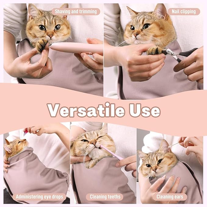 Paw Legend 27.6" Cat Wrap for Grooming Cat Wrap for Cutting Nails Cat Restraint for Nail Clipping Self Adhesive Blanket Restraint Cloth for Cats Within 15lbs