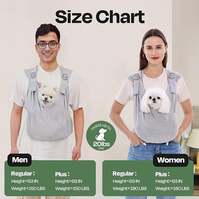 Supet Dog Carrier Sling for Small Dogs, Front Facing Cat Sling Carrier Chest, Hands Free Pet Sling Carrier, Adjustable Dog Front Carrier, Reducing Back Pain