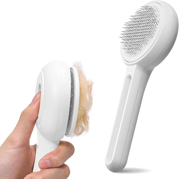 Self Cleaning Slicker Cat & Dog Brush - Skin Friendly Shedding Grooming Tool for Pets, Pet Supplies Accessories, Deshedding Comb for Short Long Haired Kittens, Massage Function to Removes Loose Fur