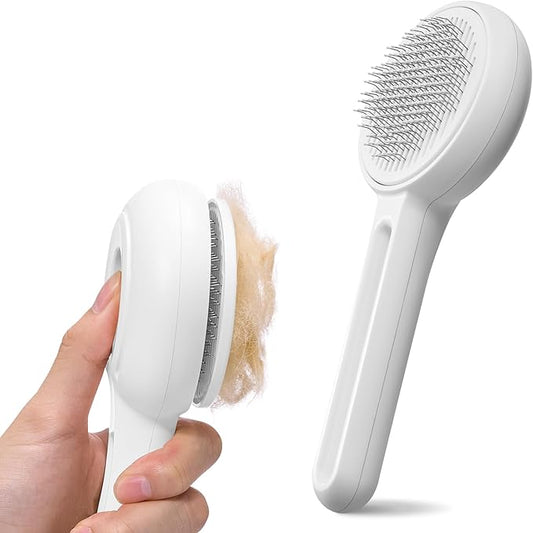 Self Cleaning Slicker Cat & Dog Brush - Skin Friendly Shedding Grooming Tool for Pets, Pet Supplies Accessories, Deshedding Comb for Short Long Haired Kittens, Massage Function to Removes Loose Fur