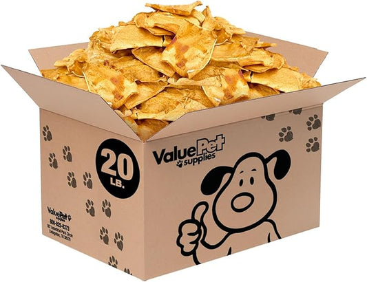 ValueBull USA Rawhide Chips, Chicken Infused, 20 Pound Bulk Pack - Natural & Safe, USA Beef Hide, Long Lasting, Chemical Free, No Artificial Flavors