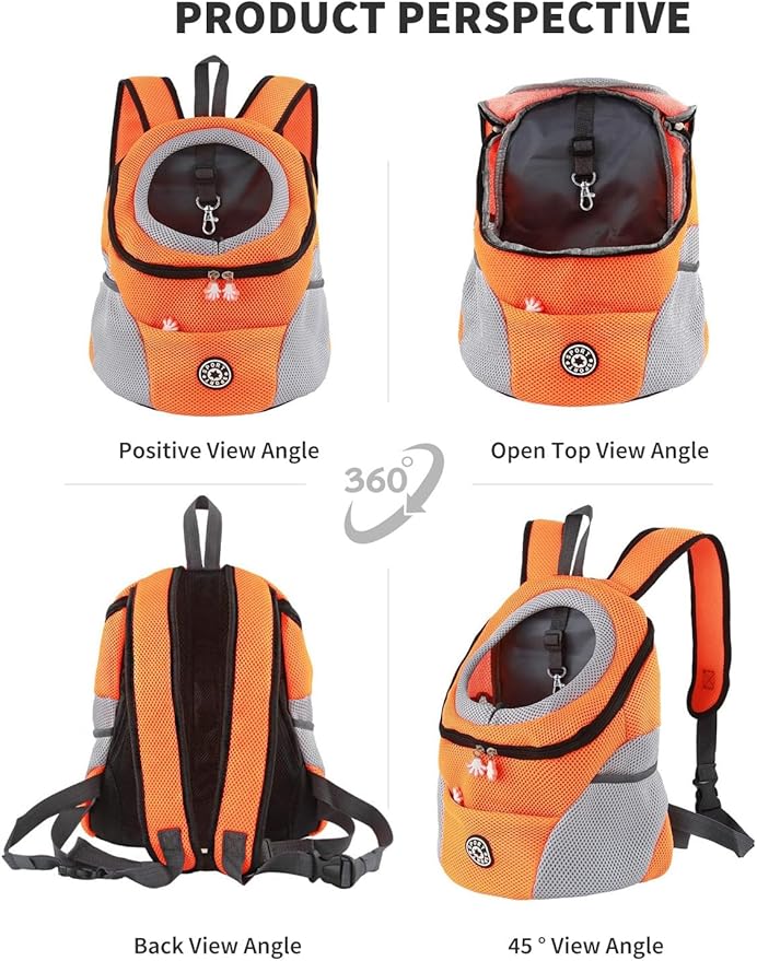 Pet Carrier Backpack,Breathable Dog Backpack Carrier with Adjustable Straps,Side Storage Pockets,Dog Head-Out Backpacks with Safety Belt,Puppy Front and Back Carriers for Small Dogs Cats