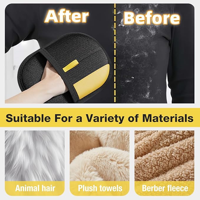 Pet Hair Removal Glove - Electrostatic Pet Hair Remover, Cat & Dog Hair Remover Tool for Couch, Furniture, Carpet, Car Seat, Curtain, Reusable Double Sided Cat Grooming Gloves (1PC)