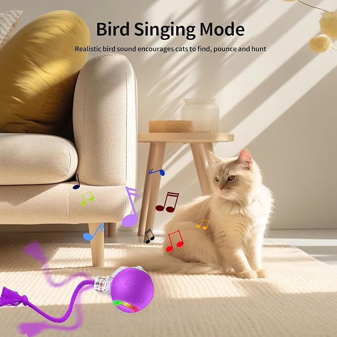 Cat Toys for Indoor Cats - Interactive & Durable Chirping Bird Toys - Perfect for Kittens & Adult Cats - Motion Activated