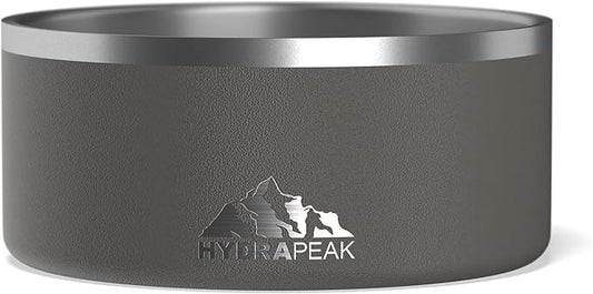 Hydrapeak Dog Bowl; Non Slip Stainless Steel; Water and Food Dish; Large Sized and Small Dogs; 32oz 64oz; Multiple Sizes | 8 Cup | Graphite