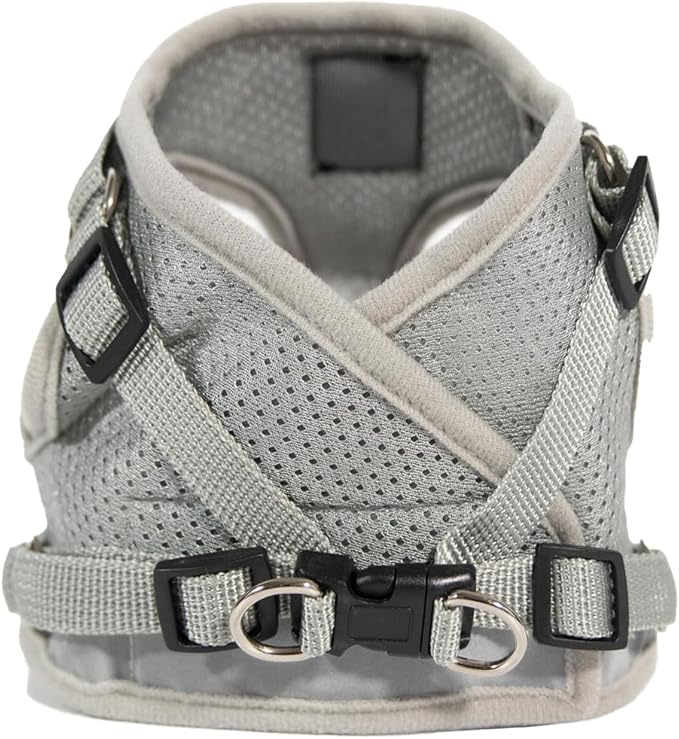 Travel Cat Harness and Leash Set - Adjustable Fit Mesh Cat Harness and Reflective Strap - Comfort Walking Vest for Kitten for Outdoor Walking, Hiking (Large, Grey)