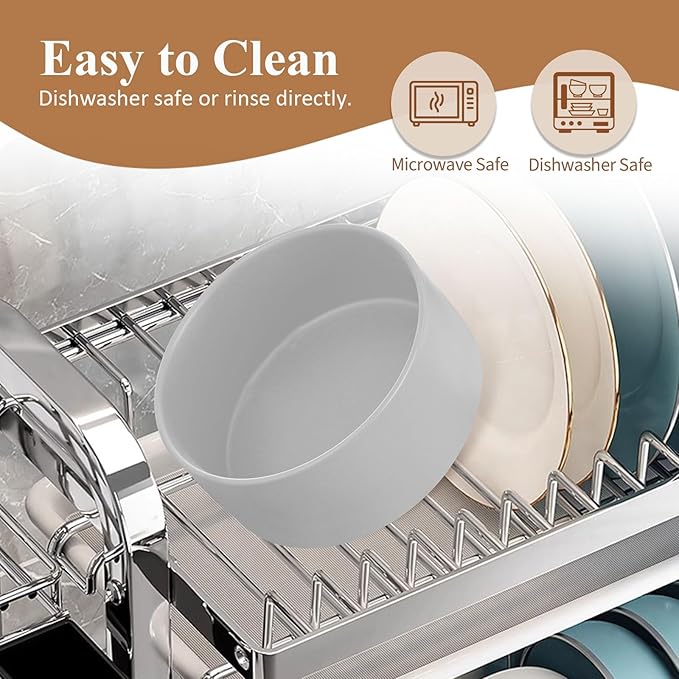 Raised Ceramic Large Dog Bowl - Heavy Weighted Dog Dish with Bamboo Stand - Elevated for Comfortable Feeding - 8.3" W x 8" H - 4.5 Cups (68 fl oz) - Green