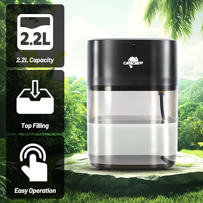 2.2L Reptile Mister with 2pcs Nozzles, Solo Reptile Mister System with Timer, Automatic Mister Fogger for Reptile Tank, Adjustable Terrarium Misting Humidifier for Reptiles/Amphibians