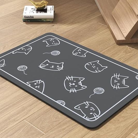 Pet Feeding Mat-Absorbent Dog Mat for Food and Water Bowl-No Stains Quick Dry Water Dispenser Mat-Dog Accessories Pet Supplies-Bowl for Messy Drinkers（Cats,17"x28"