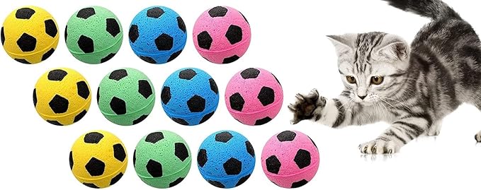 YnFag Foam Soccer Balls Cat Toys for Indoor Cats Cat Balls (Football 12)