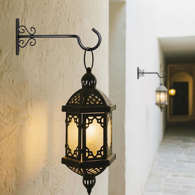 BOLITE Plant Hangers, 10 Inch Hanging Plant Brackets Outdoors or Indoors, Wall Hooks for Hanging Hummingbird Feeders, Bird Feeders, Planters, Lanterns, Wind Chimes, String Lights, 2 Pack, Black