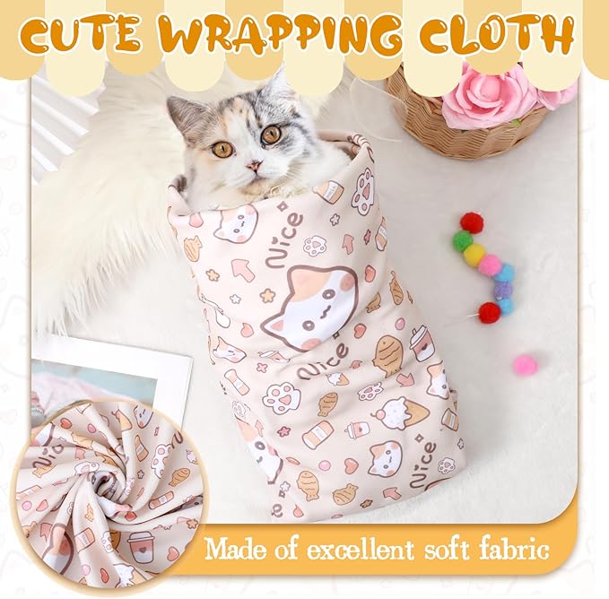 35.4" Extra Large Cat Grooming Wrap, Cat Wrap for Cutting Nails, Soft Self-Stick Anti-Scratch Anti-Escap Cat Wraps for Large Cats & Small Dogs, Ear Cleaning, Teeth Brushing Pet Tool