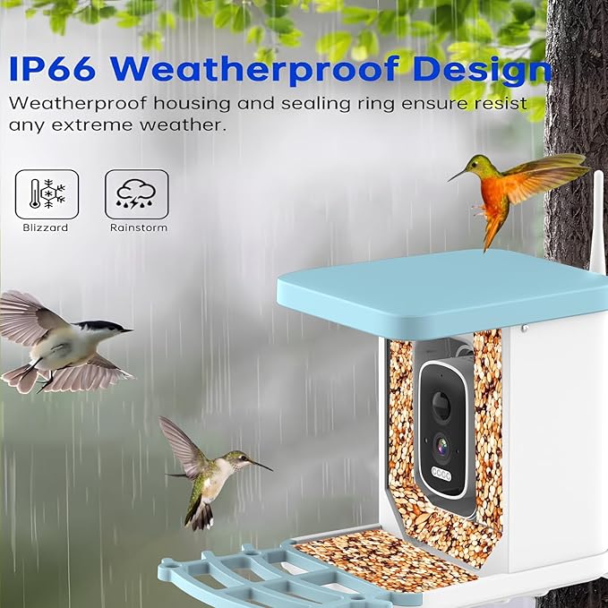 Bird Feeder with Camera,1080P HD AI Identify Bird Species Solar Panel,Automatic Bird Capture Video & Motion Detection,Squirrel Proof Bird Feeders, Gift for Bird Lover Watching Birds.