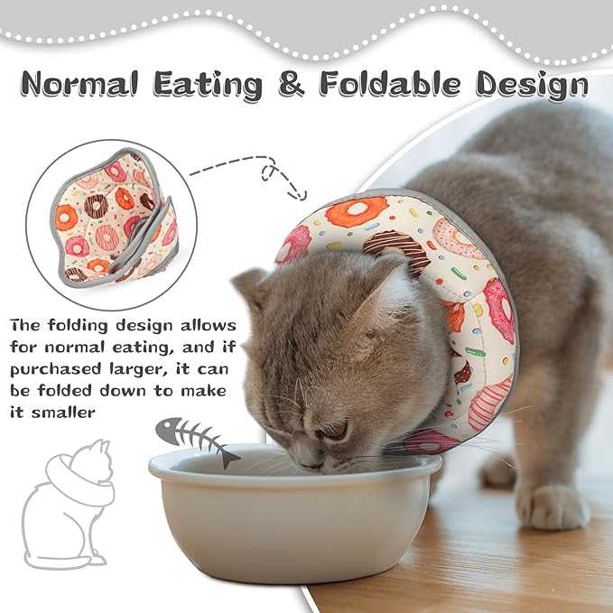 Cat Cone Collar Soft for Wound Healing, Foldable Neck Recovery Cone Anti Licking, Small Adjustable Surgery Cat Head Cone Alternative for Kittens(Size: S)