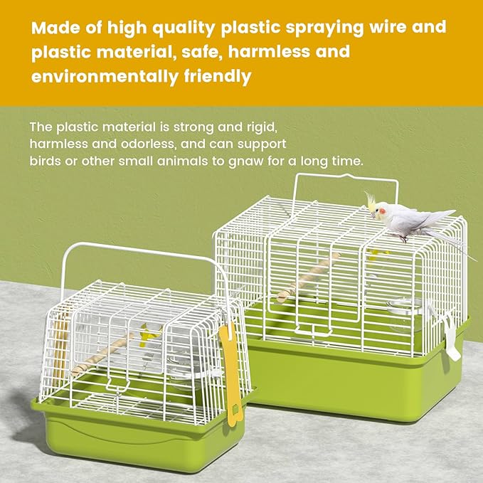 BAGHBPM Small Bird cage,Travel Cage for Birds and Small Animals, Parakeet cage,Bird Carrier Travel cage,Bird Travel cage, jaulas para pájaros,Green,(Size:S,M,L) (S)