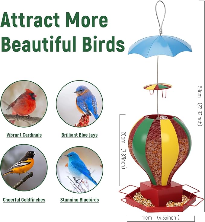 Bird Feeder for Outdoors, Fanosy Squirrel Proof Outside Hanging Birds Feeding All Metal Brushed, Large 6lb Capacity, Weather Resistant, Unique Design Feeders for Garden Use