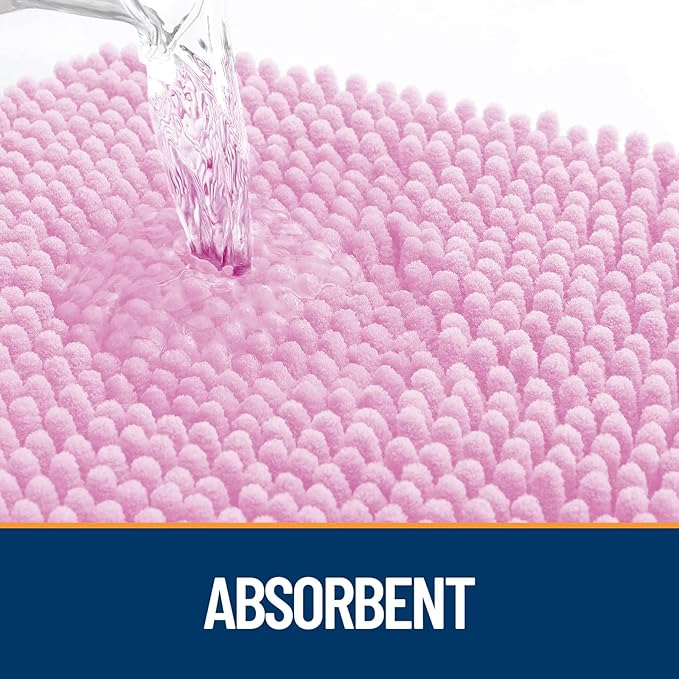 OLANLY Dog Door Mat for Muddy Paws 44x24, Absorbs Moisture and Dirt, Absorbent Non-Slip Washable Doormat, Quick Dry Chenille Mud Mat for Dogs, Entry Indoor Entryway Carpet for Inside Floor, Pink