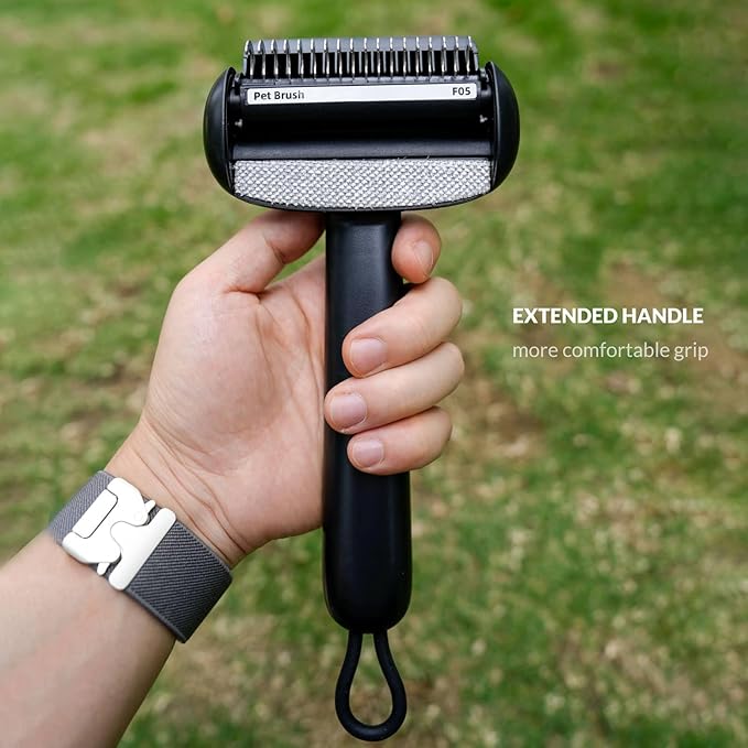 Self Cleaning Grooming Brush for Shedding Pets Rake Gently Removes Loose Undercoat Mats Tangled (Black)