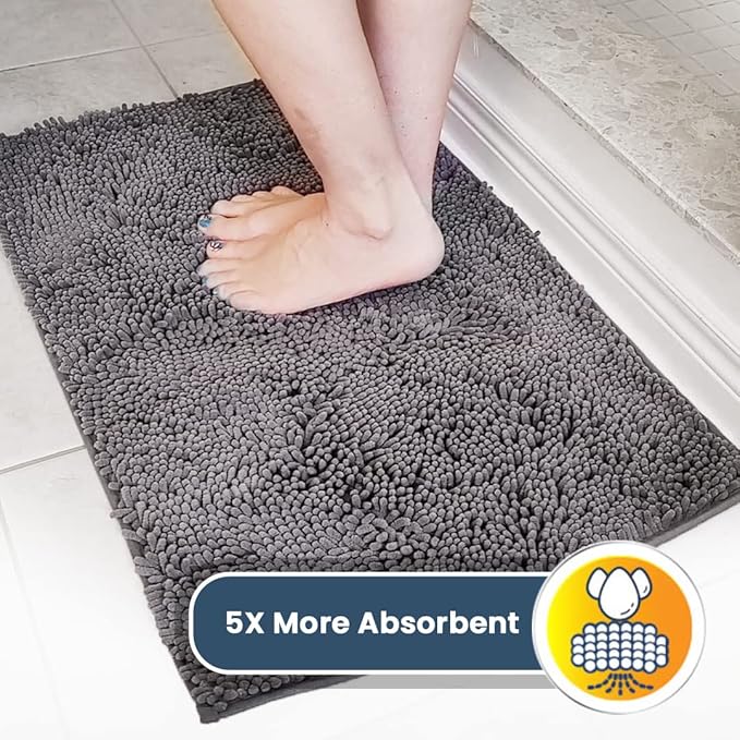 Muddy Mat® Shown on TV Super Absorbent Microfiber Dog Door Mat for Muddy Paws, Non-Slip Washable Pet Rug, Quick Dry Chenille Entryway Carpet, Machine Washable Indoor Outdoor mat, Grey 30"x19"