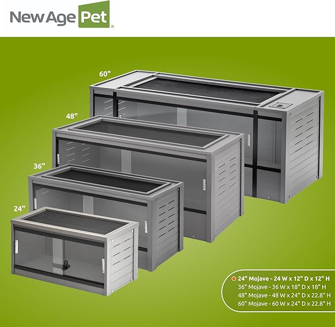 New Age Pet® ECOFLEX® Small 24" Reptile Enclosure, Glass Front Terrarium for Snakes, Lizards & Tortoises, in Maple or Grey, Easy to Clean, Front Access Design