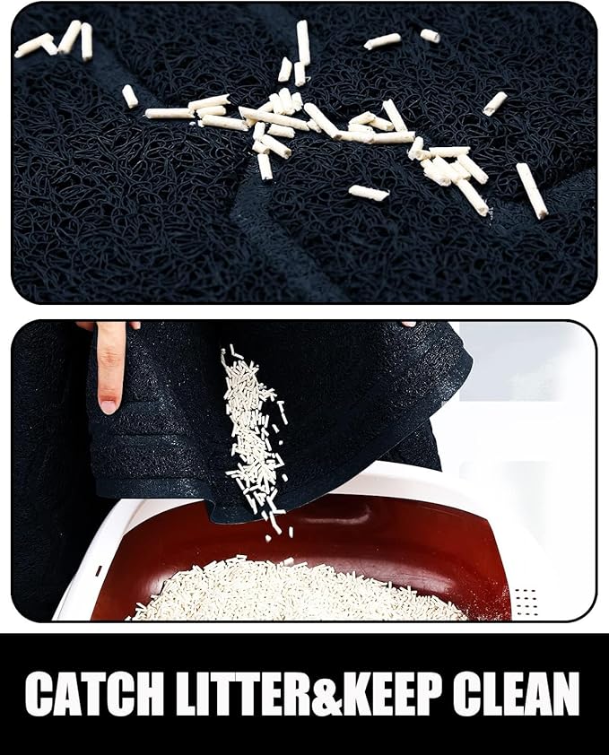 Yimobra Cat Litter Mat, 24"x20" Litter Mat with Litter Lock Mesh, Soft Cat Litter Mat Litter Trapping Mat, Easy to Clean, Non-Slip, Water Resistant, Litter Free Floors, Dark Blue