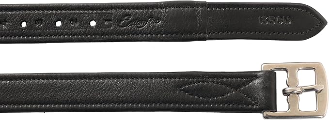 Exion FlexiStrong Stirrup Leathers for English Saddle | Ultra-Soft Cow Calfskin with Nylon Core | 1” Wide Stirrup Leathers for Daily Use | Sizes 48" to 62" | Black, Brown