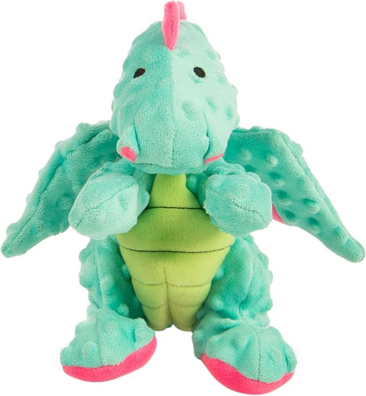 goDog Dragons Squeaky Plush Dog Toy with Chew Guard Technology, Durable Fabric & Squeaker for Active Play, Seafoam, Large