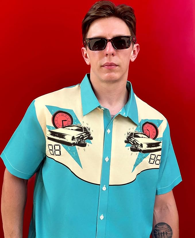 Men’s Hawaiian Shirt Western Cowboy Symmetrical Print Short Sleeve Button Down Casual Beach Holiday Summer Shirt