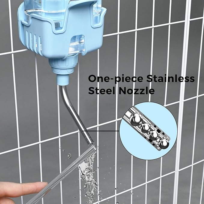 Vannon Small Animal Water Dispenser for Cage, 25oz Auto Feeding Crate Water Bottle for Rabbit, Chinchilla, Ferret, Guinea Pig, Squirrel, Hedgehog, Pet Nozzle Diameter: 10mm, BPA Free, Blue