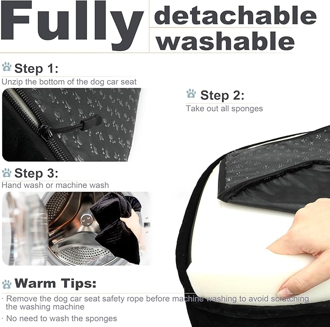 Youvee Dogs Car Seat and Bed 2 in 1,Pet Car Bed for 2 Small or 1 Medium/Large Dog up to 60 lbs,Dog Booster for car Back Seat,Comfortable,Fully Detachable and Washable(Black Outside Brown Inside)